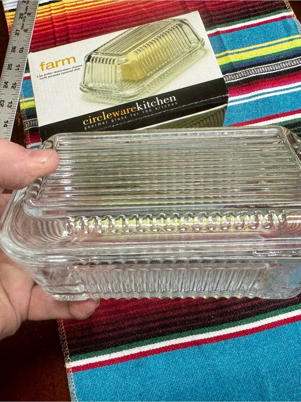 Circleware Kitchen Clear Glass Butter Dish - Farm Collection